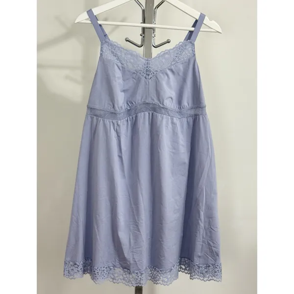 UNDERSTANCE Womens Size S Blue Lavender Lace Trimmed Chemise Sleepwear Nightgown - Image 3