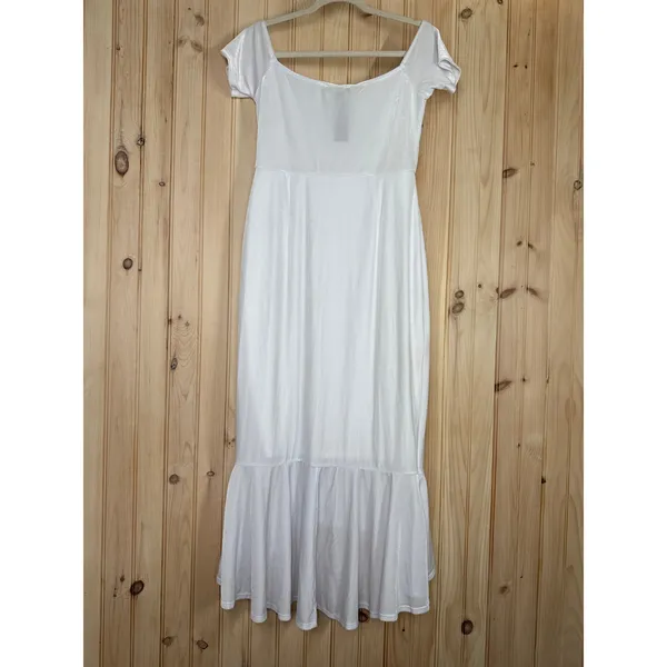 NWT Lulus How Much I Care White Velvet Off-the-Shoulder Midi Dress Hi Low Sz XL - Image 6