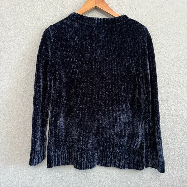 Orvis Navy Blue Chenille Crewneck‎ Pullover Sweater Medium - Image 2