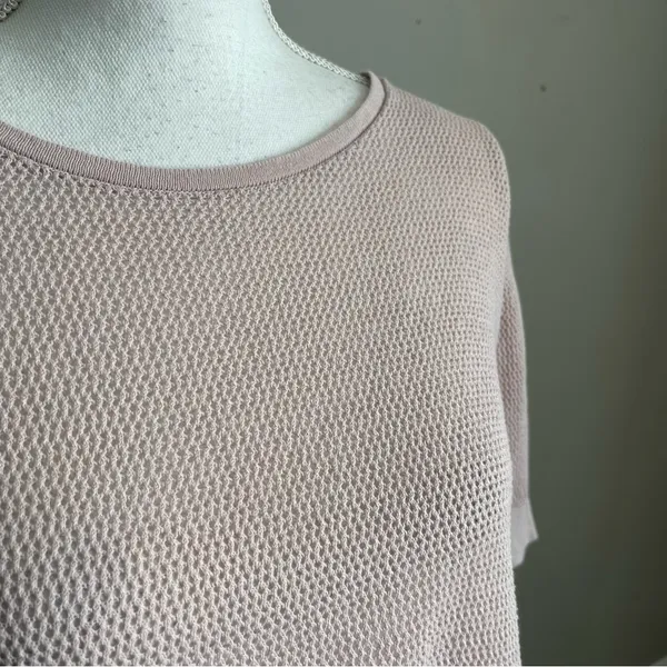 ZARA | Pink Loose Knit Lightweight Short Sleeve Top Sz L - Image 4