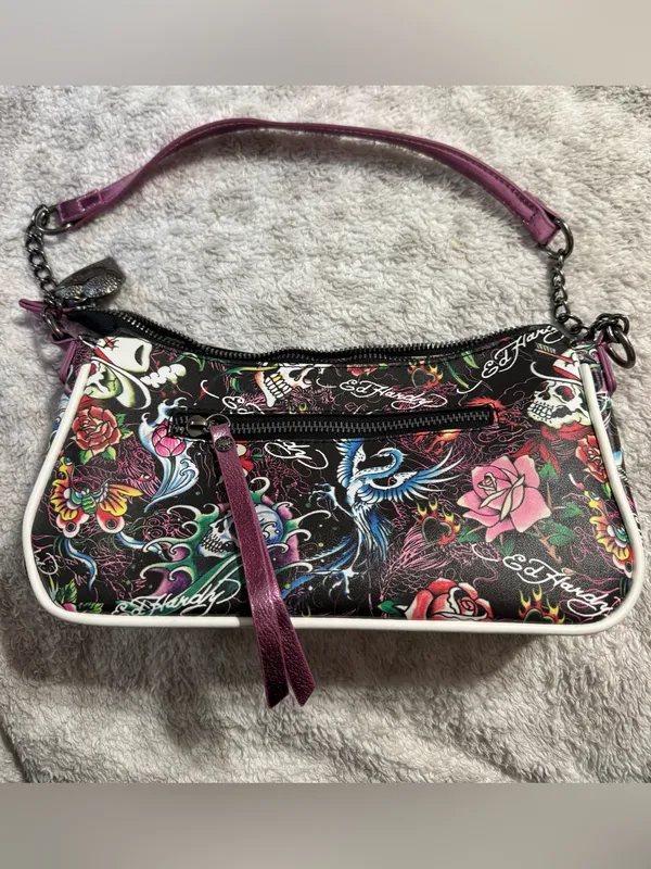 Ed Hardy Skull & Floral Chain Shoulder Bag / Crossbody - Image 2