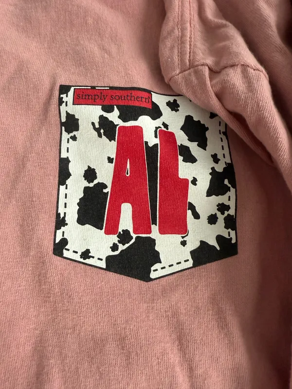 SIMPLY SOUTHERN Pink Cow Print Alabama Long Sleeve - Image 2