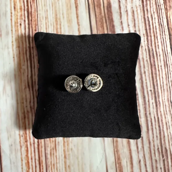 Piercing Pagoda Silver Moonstone CZ Halo Stud Earrings - Image 4