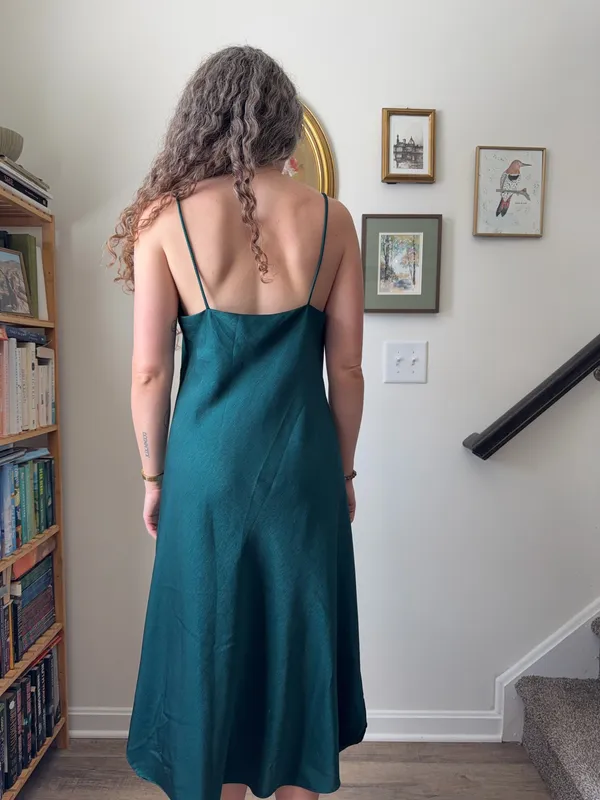 Vintage Claudel Emerald Green Midi Slip Dress - Image 2