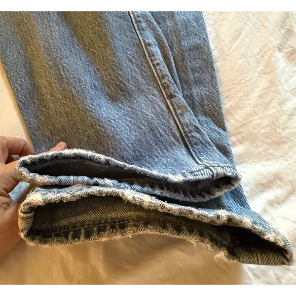 Levis Jeans Wedgie Straight Womens Size 27 Blue High Rise Distressed Button Fly - Image 12