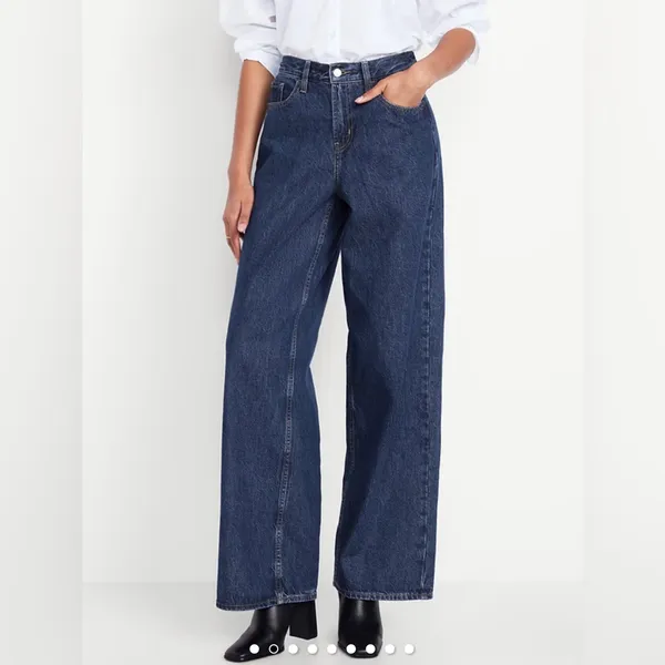 Old Navy Mid-Rise Wow Baggy Wide-Leg Dark Blue Wash Jeans Women’s Plus Size 20 - Image 12