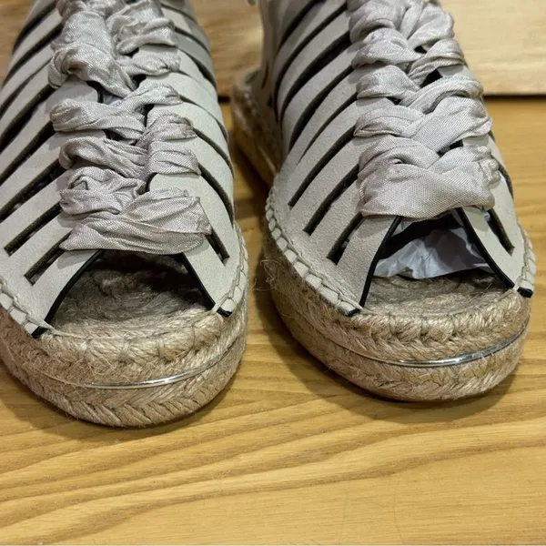 Rebecca Minkoff Gemma Ribbon Lace-Up Leather Espadrille Sandals Sand Womens 5 - Image 4