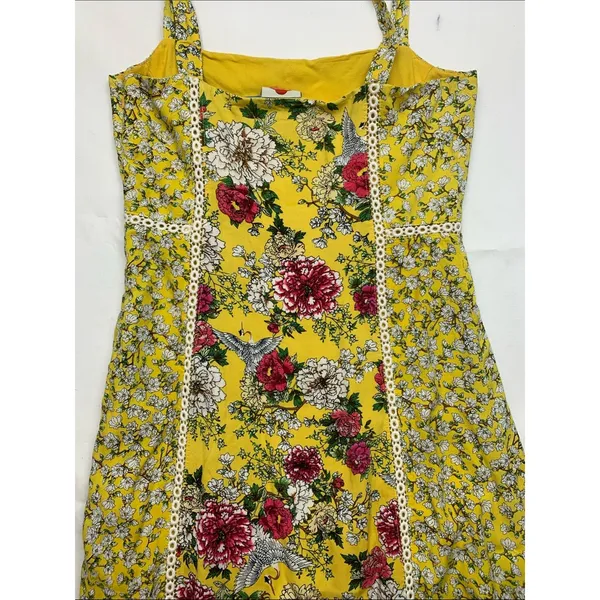 Farm Rio size small petite cantonal lace Yellow Floral Square-Neck Maxi Dress - Image 15