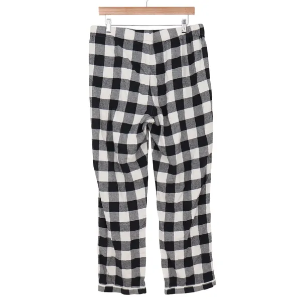 Lands' End Pajama Pants Womens L Buffalo Check Black White Flannel Excellent - Image 3