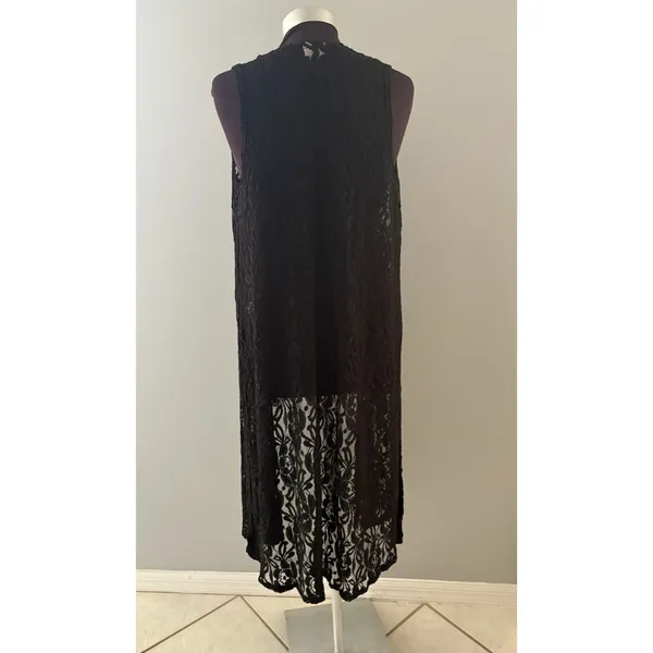 LuLaRoe Lace Open Front Duster Size S Black Cardigan Vest Rave Festival Witchy - Image 6