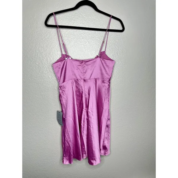 NEW ASTR The Label Dress Womens Medium Pink Orchid Satin Mini Adjustable Straps - Image 5