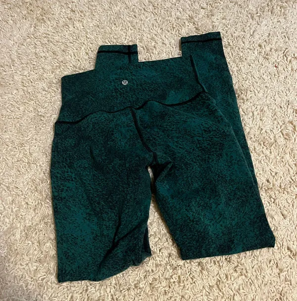 Lululemon Green Speckled Wunder Under 28" luon leggings size 8 - Image 4