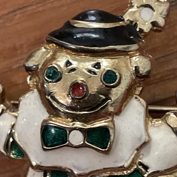 Gontie Paris Gold Tone Enameled Harlequin Clown Brooch Pin Vintage 1208 - Image 4