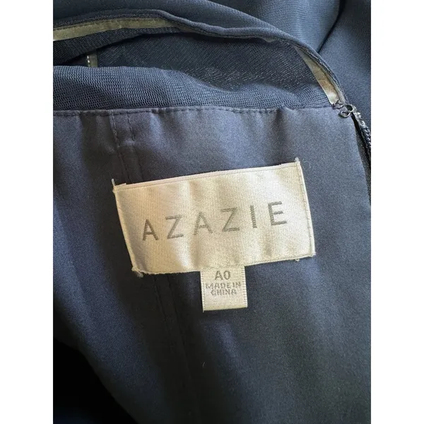 Azazie Bridesmaid Dress Blue Size A0‎ Midi A Line Flare Polyester Formal Wedding - Image 3