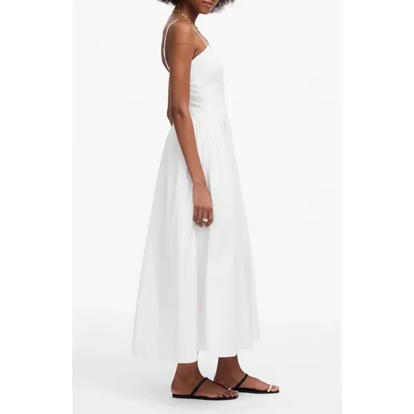 Madewell White Seamed Poplin Midi Sundress Size 6 Drop Waist Chic Quiet Luxury - Image 10
