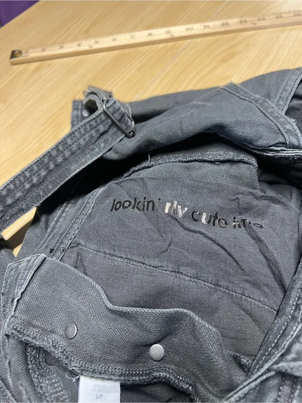 Aerie Baggy Y2K Overalls Smoked Gray Black Denim Size S - Image 10