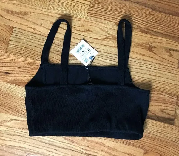 Zara Black Terry Crop Top NWT - Image 5