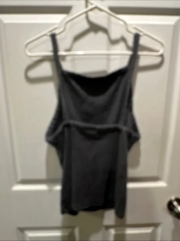 Free People Charcoal Gray Ribbed High-Neck Camisole - Image 3