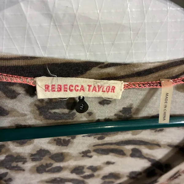 Rebecca Taylor Leopard Zebra Print Ruched Long Sleeve Swim Cover Up Size‎ S - Image 2