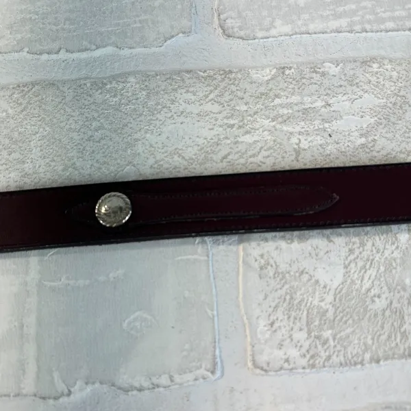 Justin Boots Leather Belt Womens 30‎ Brown Silver Concho Button Buckle Top Grain - Image 4