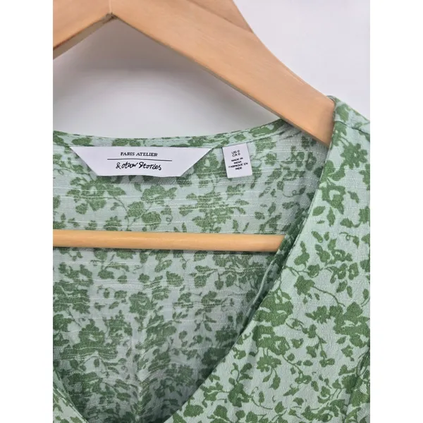 & Other Stories Maxi Dress Womens 0 Paris Atelier Green Floral Puff Sleeve EUC - Image 2