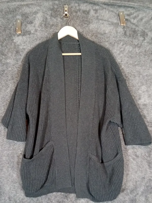 Pact Black Ribbed Open-Front Women's Cardigan Organic Cotton Oversized Xs/S - Image 5