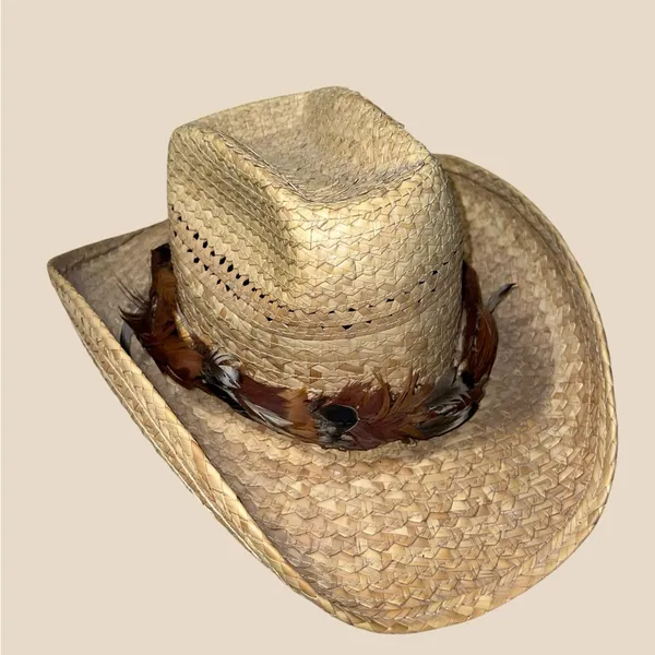 Stylish Straw Cowgirl Hat Tan - Image 3