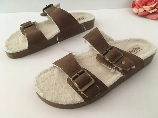 Suede Sandals, Size 8 Brown - Image 3