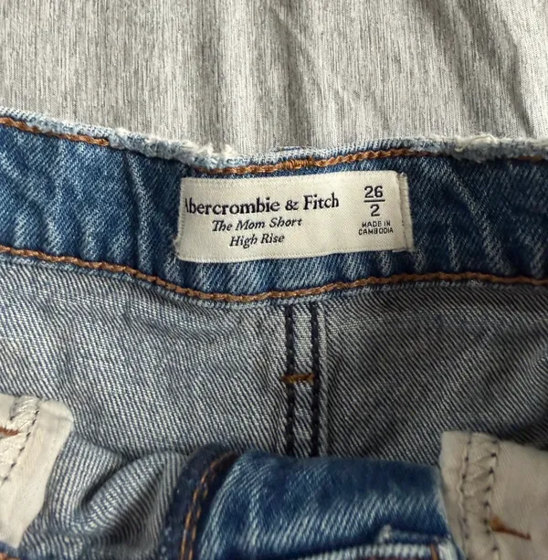 Abercrombie & Fitch The Mom Denim Shorts High Rise Distressed Blue 26 2 Beach - Image 5