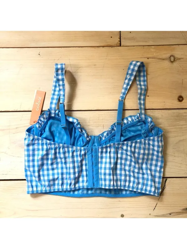 Colsie NWT Women's Blue Gingham Corset Size L - Image 7