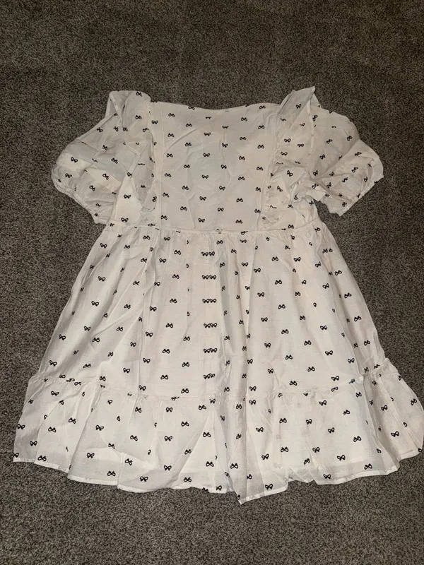 Umgee Ruffle Sleeve Bow Print Mini Babydoll Dress - Image 4
