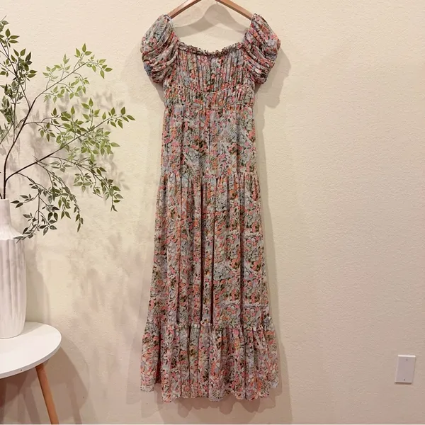 ASTR Roseline Maxi Dress in Blue Pink Multi Size Small NWT - Image 7