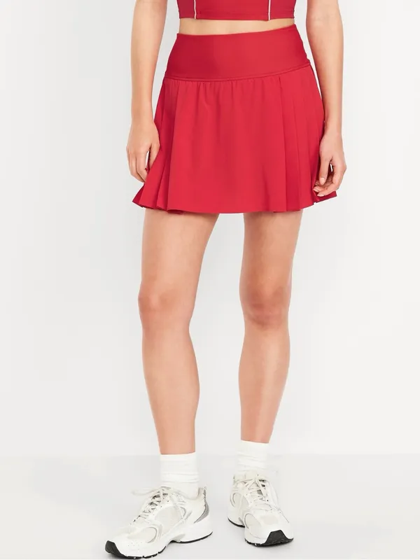Old Navy Extra High-Waisted StretchTech Pleated Skort NWT Red Size Medium - Image 2