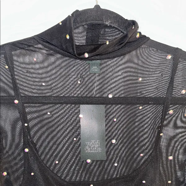 NWT Wild Fable Size XXS Black Long Sleeve Jeweled Dress - Image 3