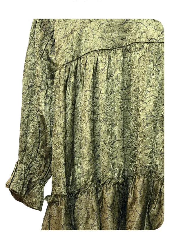 NWT Disturbia Women’s Arda Virago Crinkle Green Olive V-Neck Mini Dress Size 10 - Image 8