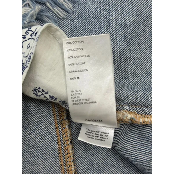Free People We the Free Bailey Denim Mini Skirt Curved Frayed Hem Size 25 - Image 6