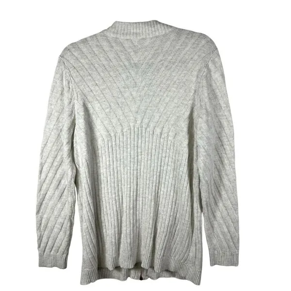 Soft Surroundings Vieux Carre Sweater Zipper Cardigan Womens Sz L Pockets‎ Gray - Image 3