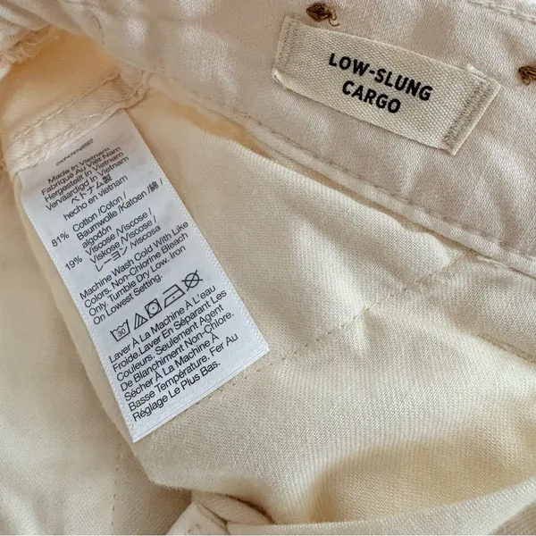Madewell Garment-Dyed Low-Slung Straight Cargo Pants Cream‎ Vintage Linen 26 - Image 13