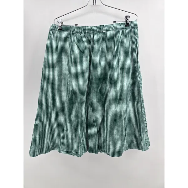 J.Crew Skirt Womens 14 G6248 Green Gingham Elastic Waist NEW - Image 2