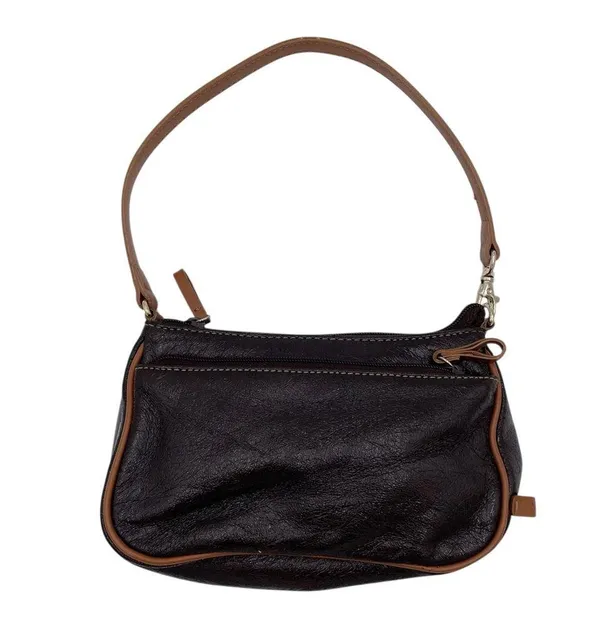 Vintage Nine West Y2K Mini Shoulder Bag Purse Deep Brown Faux Leather Retro 2000 - Image 2