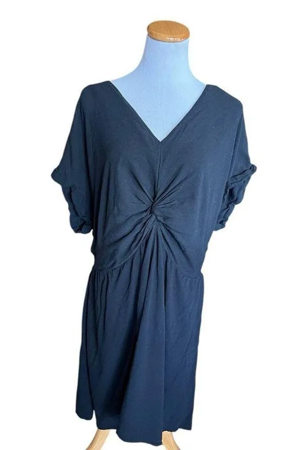 Womens Ava & Viv Classic Black Twist Front V Neck Woven Dress - Sz 2X - Image 2