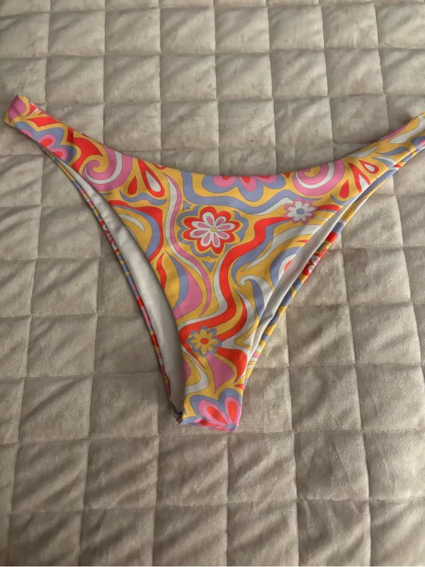 Women’s Floral Swirl Bikini Bottom - Pink, Yellow & Red Size M/L - Image 4