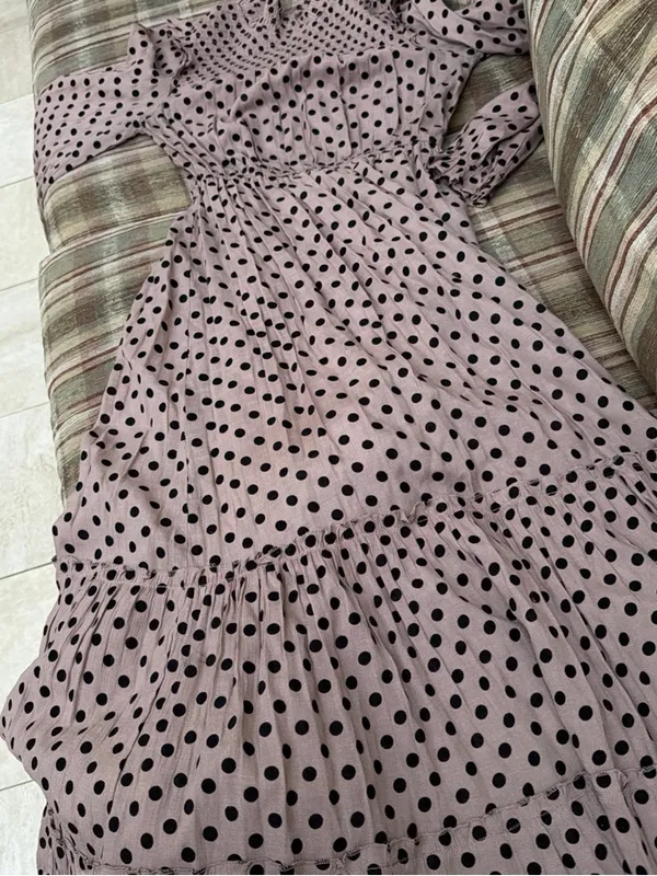 Polka Dot Maxi Dress in Dusty Rose Pink Size M - Image 6
