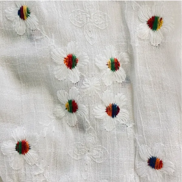 Anthropologie fig‎ & flower Smocked Semi-Sheer Peasant with rainbow Embroidered Flowers Boho - Image 4