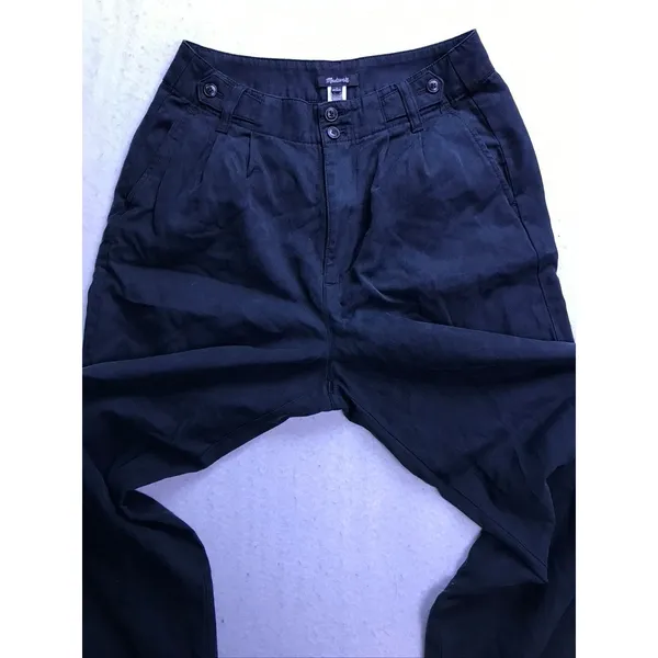 Madewell Wide Leg Pants Womens 4 Black Lyocell Linen Pleated Trousers - Image 7