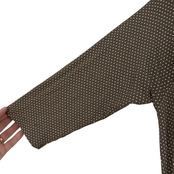 Latched Mama Brown Polka Dot Nursing Maternity‎ Midi Dress Large 3/4 Sleeve - Image 4