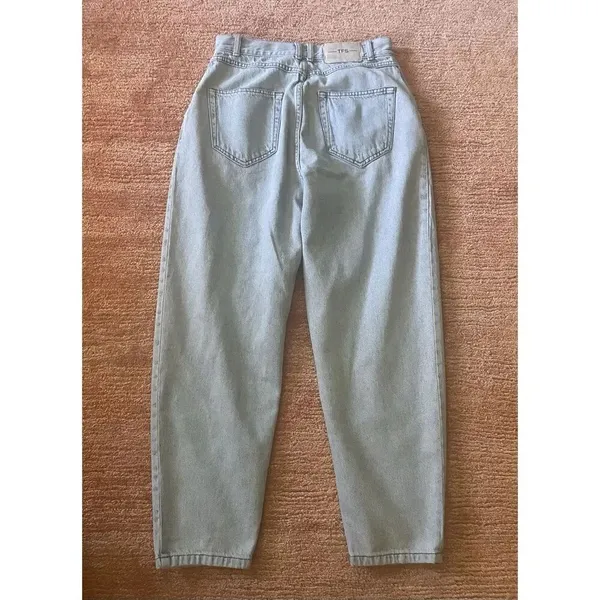 TFS Twentyfourseven Women’s High Rise Mom Jeans Blue Light Wash S/M - Image 7
