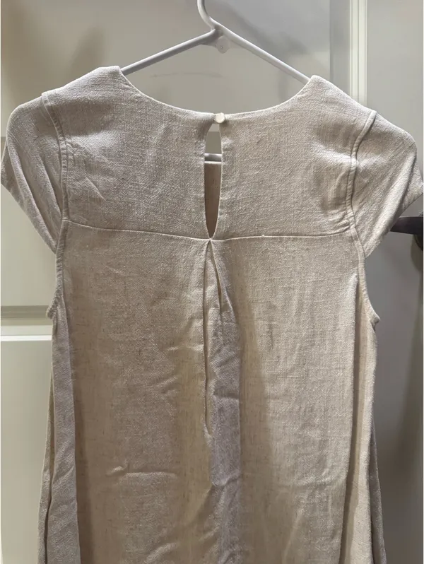 Cream Linen Dress Tan - Image 5