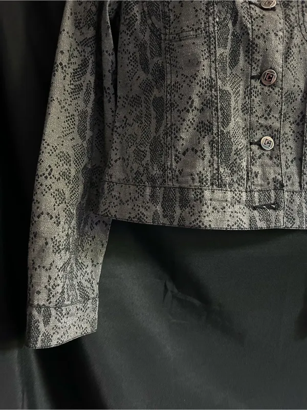 Crest Vintage Womens Grey Snake-Print Blazer Jacket SM - Image 6