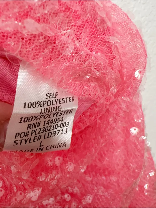 Luxxel NWT Barbie Pink Sequin One Shoulder Cutout Maxi Dress L - Image 9
